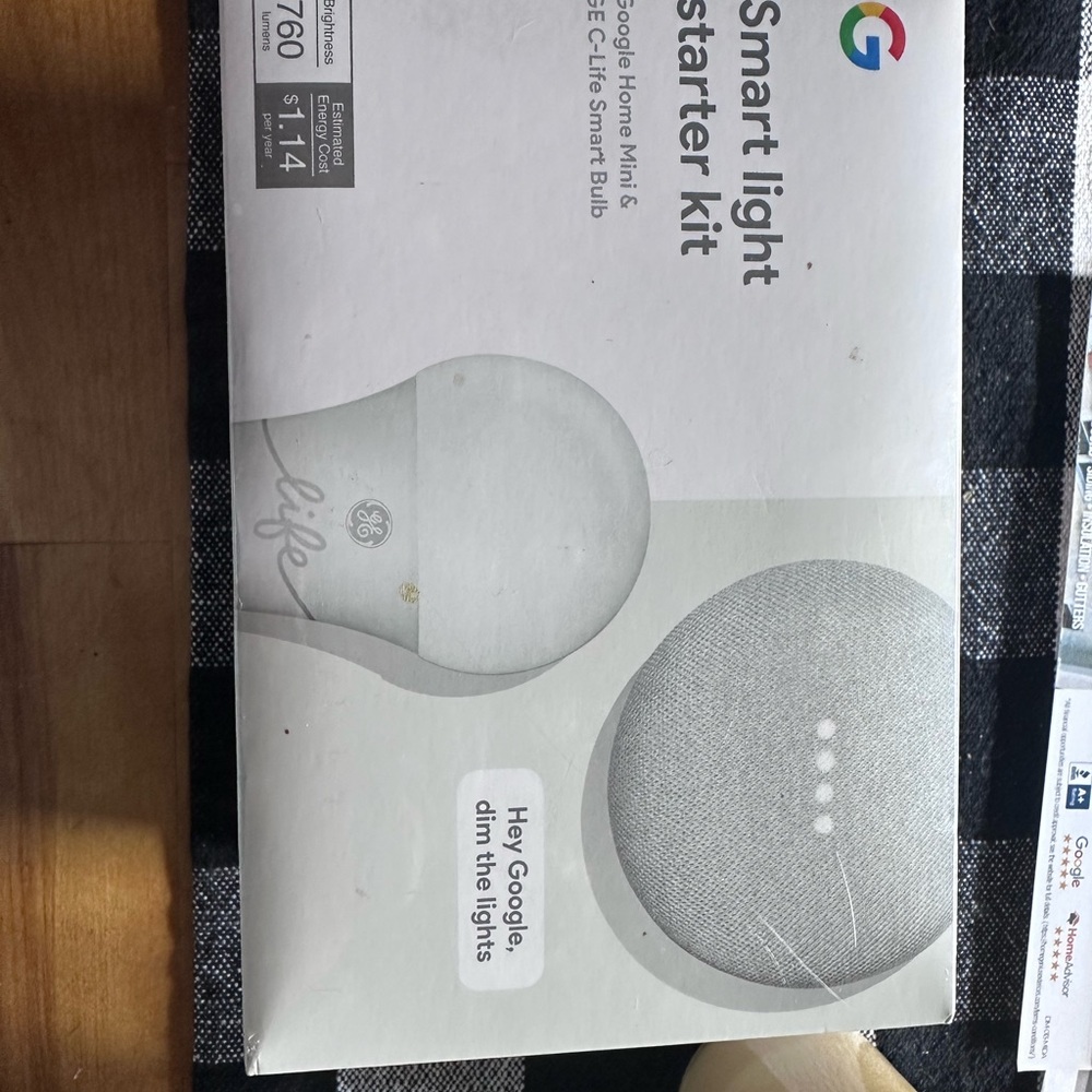 Google Home Mini with GE C-Life Smart Bulb - Gray